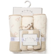 H15268: Baby Unisex Giraffe 6 Piece Hooded Towels & Washcloths Bath Time Set