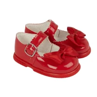 H505: Baby Girls Hard Soled Shoe-Red (Shoe Sizes: 2-6)