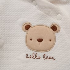J15343: Baby Unisex Quilted Jacquard Jacket & Footed Trousers Outfit With Plush Bear Toy (NB-6 Months)