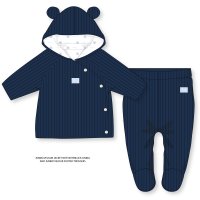 J15438: Baby Boys Ribbed Jumbo Velour Jacket  & Footed Trousers Outfit (NB-6 Months)
