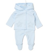 J15447: Baby Boys Quilted Jacquard Jacket & Footed Trousers Outfit  (NB-6 Months)