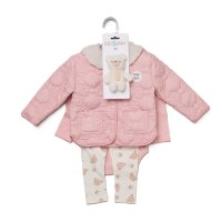 J15503:  Baby Girls Quilted Jacket, Bodysuit & Leggings Outfit (12-24 Months)