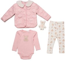 J15503:  Baby Girls Quilted Jacket, Bodysuit & Leggings Outfit (12-24 Months)