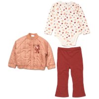J15516:  Baby Girls Quilted Jacket, Bodysuit & Flared Leggings Outfit(12-24 Months)