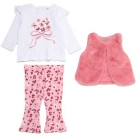 J15542TOD: Girls Faux Fur Gilet, Top & Legging Outfit (2-4 Years)
