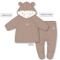 J15544: Baby Boys Ribbed Jumbo Velour Jacket  & Footed Trousers Outfit (NB-6 Months)