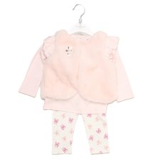 J15547TOD: Girls Faux Fur Gilet, Top & Legging Outfit (2-4 Years)