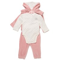 J15755: Baby Girls Ribbed Velour Jacket & Pant With Bodysuit Outfit (6-9 Months)