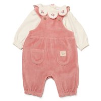 J15820: Baby Girls Velour Dungaree & Bodysuit With Embroidered Collar Outfit (3-9 Months)