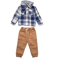 J15999: Boys Brushed Cotton Jacket With Brush Back Hood & Pant Outfit (2-4 Years)