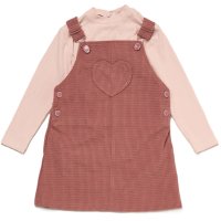 J16014: Girls Popcorn Cord Pinafore Dress & Ribbed Top Outfit (2-4 Years)