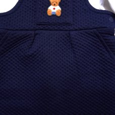 J16015: Baby Boys Bear Motif Quilted Dungaree & Top Outfit  (NB-6 Months)