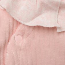J16231: Baby Girls Ribbed Velour Jacket  & Footed Trousers Outfit With Plush Bear Toy (3-6 Months)