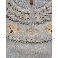 J16363: Boys  Funnel Neck True Knit Fairisle Jumper & Twill Trousers Outfit (2-4 Years)