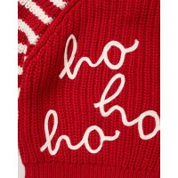 J16590: Baby Christmas Cotton Knit Cardigan With Embroidery Detail- Ho Ho Ho  (0-12 Months)