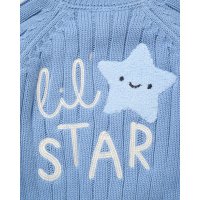 J16595: Baby Cotton Knit Cardigan With Embroidery Detail- Little Star  (0-12 Months)