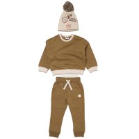 J16611: Boys Sweatshirt & Jog pant Outfit With True Knit Beanie (2-4 Years)