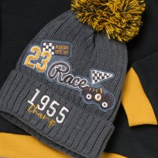 J16612: Boys Sweatshirt & Jog pant Outfit With True Knit Beanie (2-4 Years)