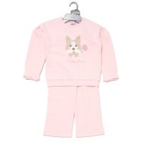J16874: Girls Puppy Love Sweatshirt & Wide Leg Jog Pant Outfit (2-4 Years)