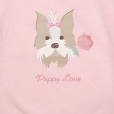 J16874: Girls Puppy Love Sweatshirt & Wide Leg Jog Pant Outfit (2-4 Years)