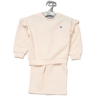 J16876: Girls Frill Sweatshirt With Back Graphic & Wide Leg Jog Pant Outfit (2-4 Years)