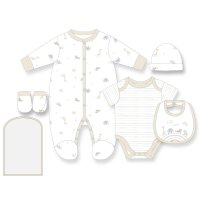 J16973: Baby Unisex Hello World 6 Piece Mesh Bag Gift Set (NB-6 Months)
