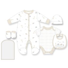 J16973: Baby Unisex Hello World 6 Piece Mesh Bag Gift Set (NB-6 Months)