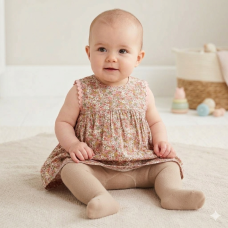 K34206: Baby Girls All Over Print Lined Dress  (1-2 Years)