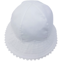 0388W: Baby Girls Cloche Hat With Ric-Rac Edge - White (0-6 Months)