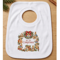KWB120: My 1st Christmas Bunny Rabbit Over Head Bib