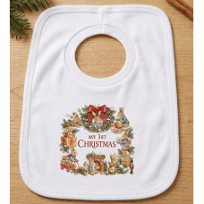KWB120: My 1st Christmas Bunny Rabbit Over Head Bib