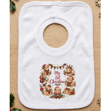 KWB122: My 1st Christmas Highland Cows Over Head Bib