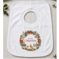 KWB124: My 1st Christmas Bunny Rabbit Over Head Bib