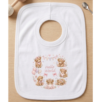 KWB126: Hello World Highland Cows Over Head Bib