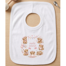 KWB126: Hello World Highland Cows Over Head Bib