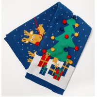 M14073: Baby Luxury Cotton Knitted Christmas Scene 3D Wrap/ Blanket