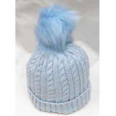 N15835: Sky Cable Knit Hat With Pom Pom (2-4 Years)