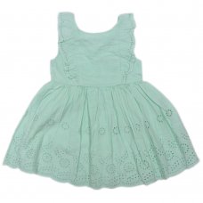 PR34: Baby Girls Mint  Lined Flower Dress  (0-36 Months)
