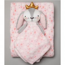 R18037: Baby Girls Bunny Comforter & Blanket