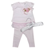 R18348: Baby Girls Cotton 2 Piece With 3D Flower & Tutu On A Satin Padded Hanger (0-12 Months)