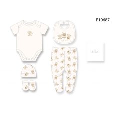 F10687: Baby Unisex "Best Of Friends" 6 Piece Mesh Bag Gift Set (NB-6 Months)