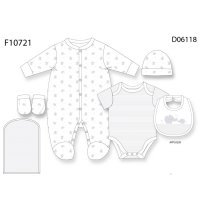 F10721NB: Baby Unisex Elephant 6 Piece Mesh Bag Gift Set (NB-6 Months)