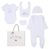 H13294NB: Baby Boys 6 Piece Mesh Bag Gift Set- Best Little Brother (NB-6 Months)