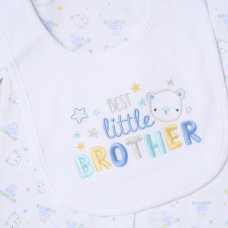 H13294NB: Baby Boys 6 Piece Mesh Bag Gift Set- Best Little Brother (NB-6 Months)