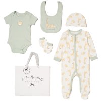 H14348NB: Baby Unisex Safari 6 Piece Mesh Bag Gift Set (NB-6 Months)