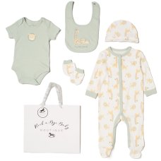 H14348NB: Baby Unisex Safari 6 Piece Mesh Bag Gift Set (NB-6 Months)