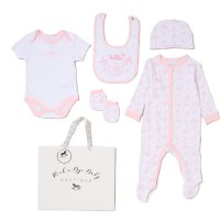 H15027NB: Baby Girls "hello sweet Girl" 6 Piece Mesh Bag Gift Set (NB-6 Months)