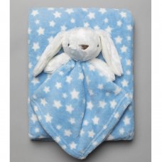 S19629: Baby Boys Bunny Comforter & Blanket