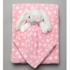 S19630: Baby Girls Bunny Comforter & Blanket