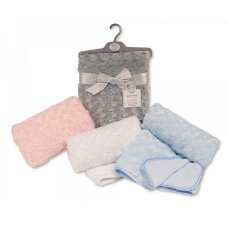 BW-112-1032P: Baby Rosebud Wrap with Fleece Back and Satin Trim- Pink